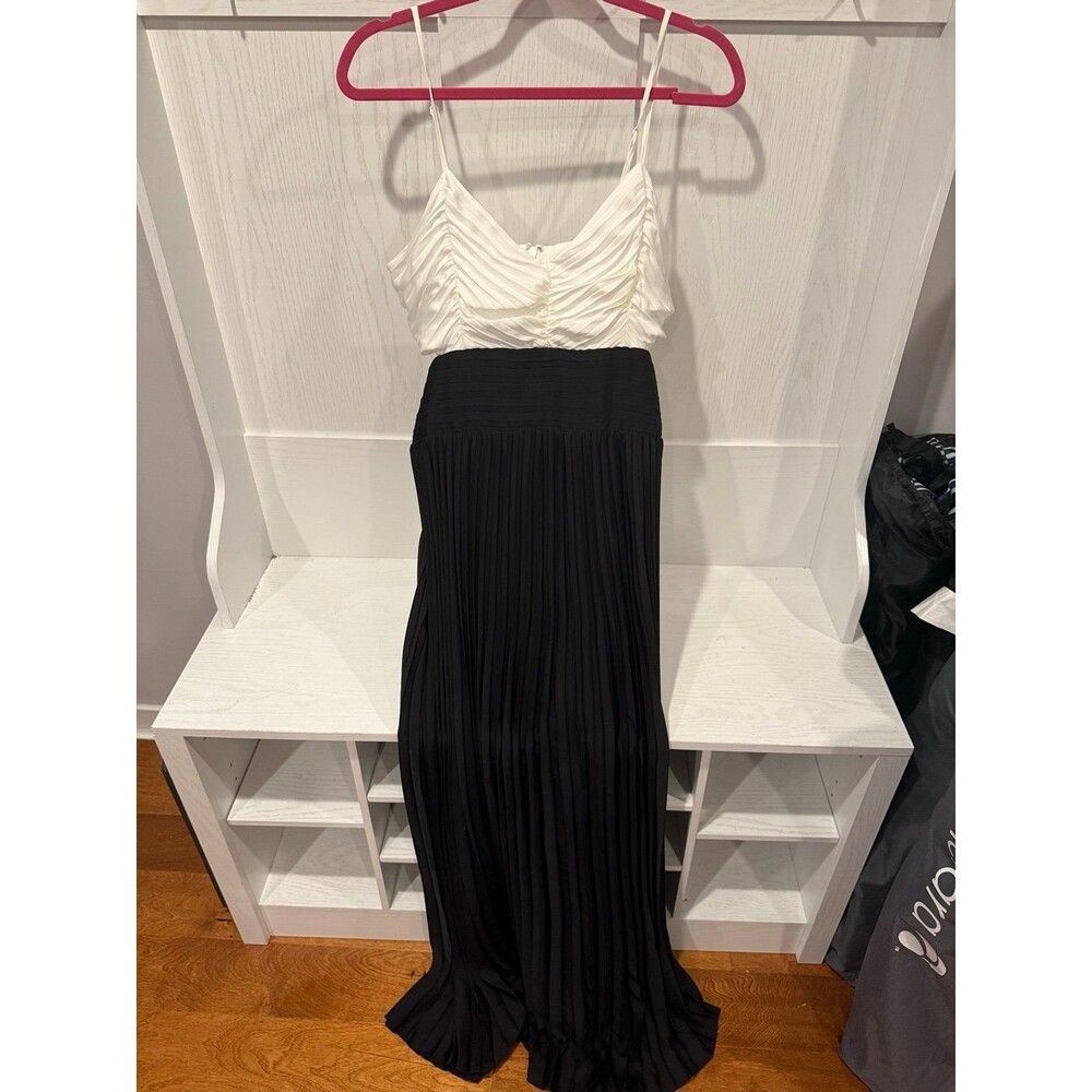 Express size 12 black and white pleated maxi dress with side cut-outs